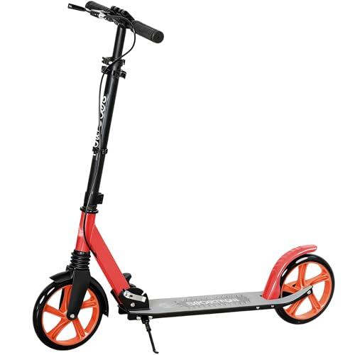HOMCOM Patinete Plegable para Adultos 91,5x36,5x91-104 cm Rojo