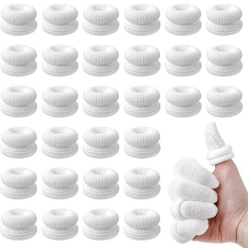 QEXUJOW Paquete de 30 piezas de vendajes blancos para proteger las yemas de los dedos, transpirables y protectores, adecuados para trabajar y cocinar.