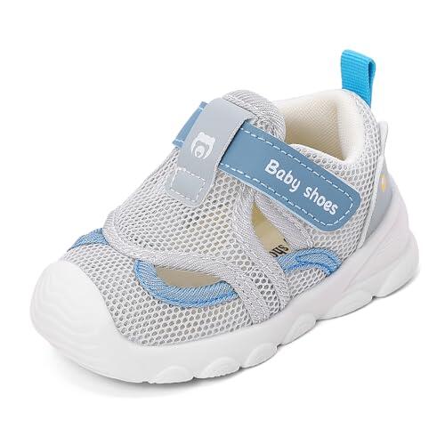 kitcorn Zapatillas Verano Bebé Sandalias Primeros Pasos Niño Niña Zapatos Casual Comodas con Suela de Goma Antideslizante,Azul,EU21(CN18)