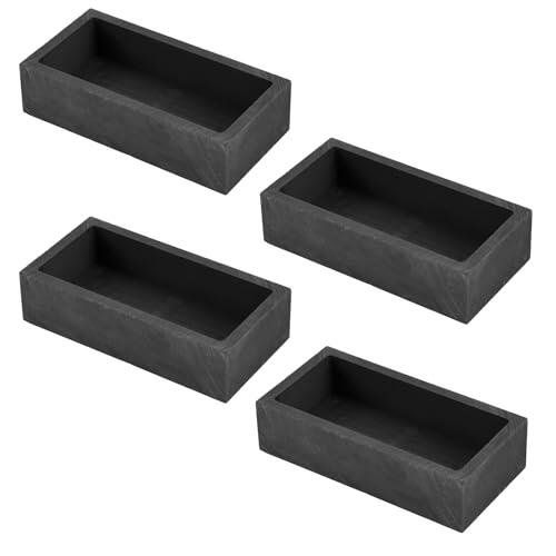 4uds Moldes Lingotes Grafito, Resistentes al Calor Hasta 2000 Grados Molde Fundición Metal de Alta Pureza para Fundición de Oro Plata Cobre Aluminio y Latón(Negro)
