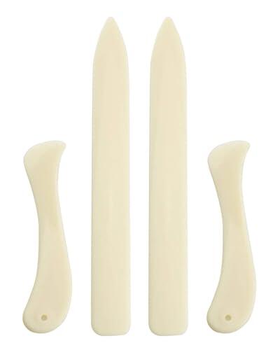 WINXMIN 4 piezas de Herramientas de Plegado de Huesos Blancos, Carpeta de Hueso Bone Folder Herramienta de Encuadernación, para Manualidades Tarjetas, Suministros De Oficina y Libros Hechos a Mano