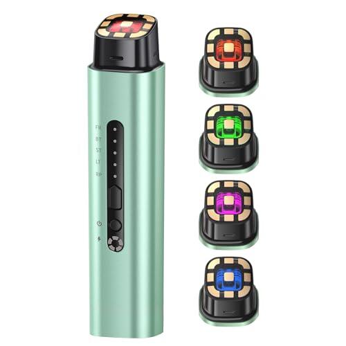 Aparato Radiofrecuencia Facial, 5 en 1 Masajeador Facial de Microcorriente, Dispositivo Eléctrico de Belleza Antiarrugas, Antiacné, Reafirmante y Lifting para Rostro y Cuello (verde)