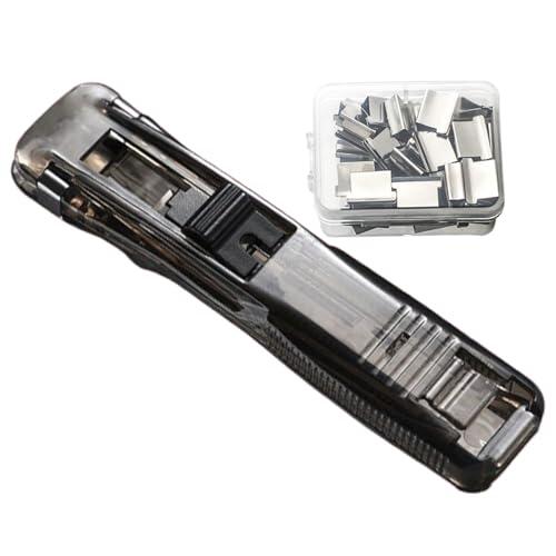 Grapadora portátil para archivadores, movilidad sin esfuerzo, 11,5 x 2,5 cm, clip para almejas, dispensador de clip para almejas, artículos de oficina versátiles, para estudiantes, profesores y
