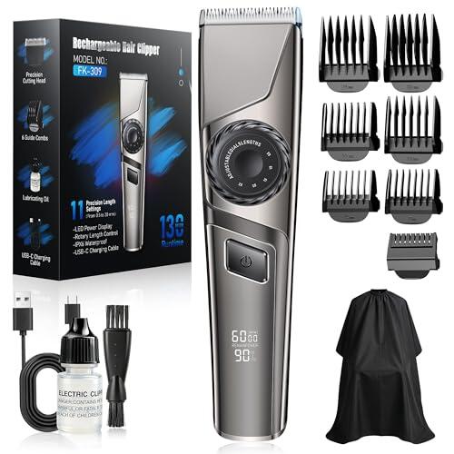 Cortapelos profesional, recortador de pelo USB C para hombre, indicador LED, IPX6, resistente al agua, <65 dB, juego de peluquería profesional para hombre en casa y peluquería USB C Kit
