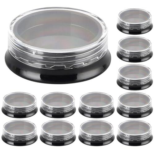 Zerodeko Caja Organizadora de 20 Unidades para Accesorios de Manicura, Frascos Planos Negros de 3 G, Organizador Compartimentos para Polvos Faciales, Joyas y Decoración de Uñas Portátil