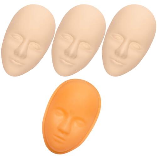 TOPPERFUN Piel de Práctica para Tatuajes Faciales 5d Silicona, Kit de 3 Piezas Base Fija de Pvc Naranja, Molde Realista para Tatuajes Bordados y Entrenamiento Profesional