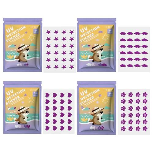 Pegatinas de Detección UV,96 piezas Pegatinas UV para Protector Solar,Cambio de Color,Control y Recordatorio Solar,Transpirable y Agradable al Tacto,para Adultos y Niños