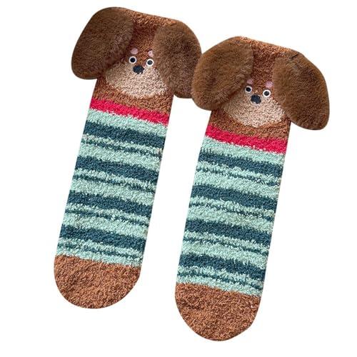 Calcetines Invierno Mujer Elegant- Trabajo Polares Coral Invierno Mediados Altos Cálidos Noche Gruesa Base
