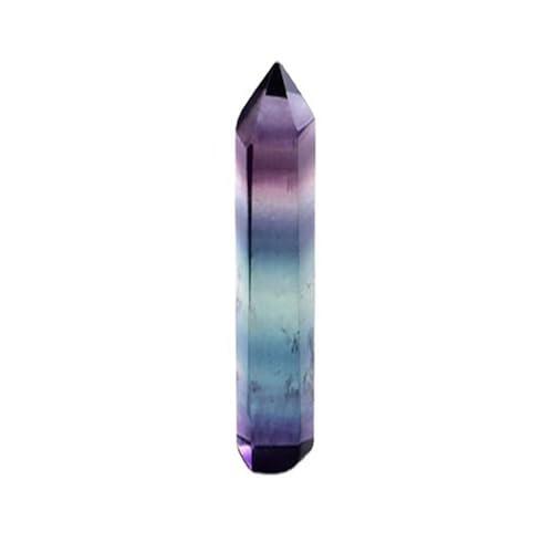 Columna de fluorita colorida natural, piedra original de una sola punta, forma geométrica natural, fluorita colorida natural (M)