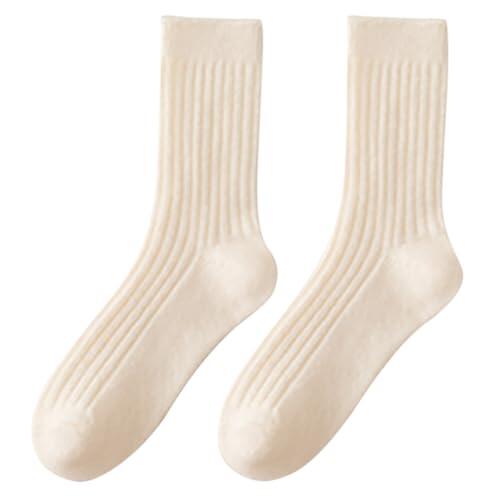 Calcetines De Mujer Retro- Senderismo Largos Cálidos De Polar Grueso Para Mujeres De Color Sólido Otoño E Invierno Base