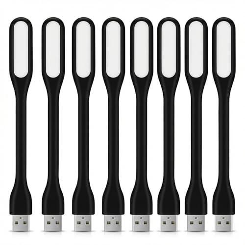HoxzoDa 8 Piezas Lampara USB, Luz USB Portátil, Lampara De Lectura, ángulo Ajustable, Computadoras Portátiles Disponibles