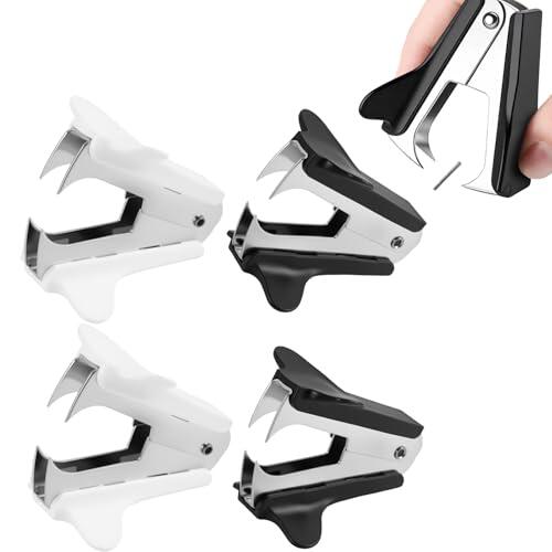 Set de 4 Quitagrapas en Acero Inoxidable - Removedor de Grapas con Mango y Cuerpo de Acero Inoxidable,Extrae Grapas sin Dañar Papeles, Uso en Oficina y Hogar,para Papel, Bolsas de Regalo y Coleccionab