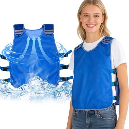 Chaleco Refrigerante,Chaleco Refrigerante Ajustable,Protección Contra el Calor del Verano,Refrigeración por Evaporación,Chaleco de Trabajo para Hombres y Mujeres que Trabajan al Aire Libre (Azul XXL)