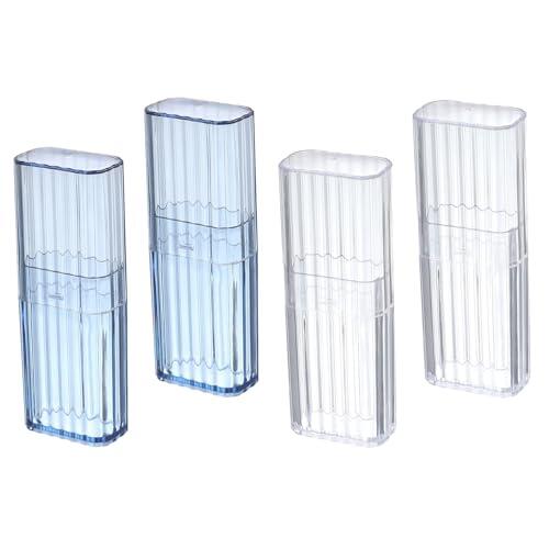 Vauki Contenedor de bastoncillos de algodón, 4 unidades, caja de almacenamiento portátil para bastoncillos de algodón y palillos de dientes, pequeño soporte para hisopos de algodón transparente para