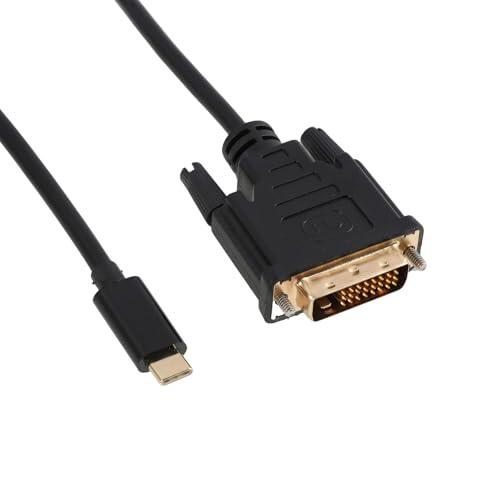 HoxzoDa - Cable USB-C a DVI, 1,8 m, conector USB tipo C macho a DVI macho, conexión TV, ordenador portátil y proyector