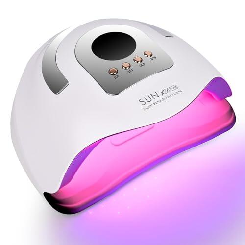 Gaethra Lámpara UV para uñas de gel, 380 W LED, uñas para manicura y pedicura, lámpara UV neonail con 4 temporizadores y sensor automático, cumpleaños y para mujeres