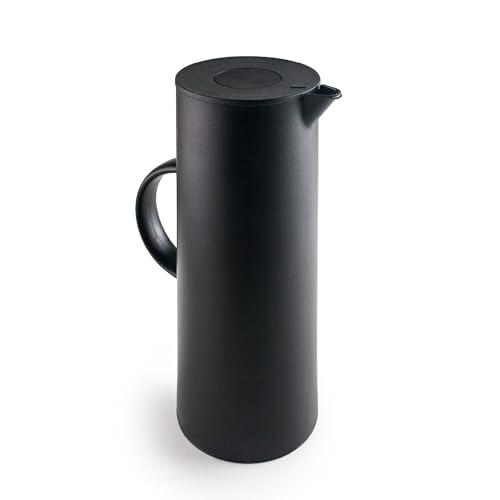 IBILI - Jarra Termo con Interior de Cristal, Doble pared, 1 litro, Negro, Libre de BPA