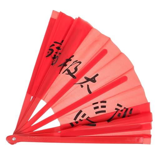 SUPVOX Abanico Plegable Rojo de Plástico para Kung Fu y Danza, Ventilador Portátil Multiusos Adecuado para Actuaciones Escénicas y Decoración de Disfraces