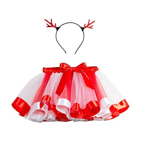 Genérico Faldas Niña 2 Años Vestuario Infantil de Danza Navideña Conjunto de Falda Tul con Diadema para Escolares y (White, 9-11 Years)