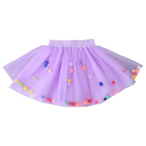 Tutu Blanco Niña Falda Tutú Infantil de Arcoíris para de Cumpleaños con Diseño Parches Coloridos (Orange, 2-8 Years)