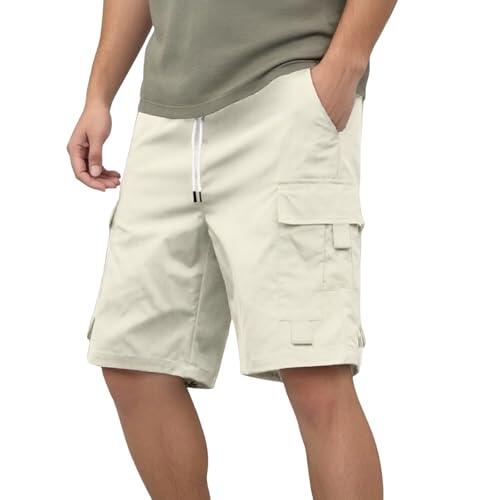 Pantalones cortos cargo para hombre, pantalones cortos de verano, pantalones cargo clásicos, pantalones cargo cortos, pantalones cortos de trabajo, pantalones cortos deportivos con cordón y cintura