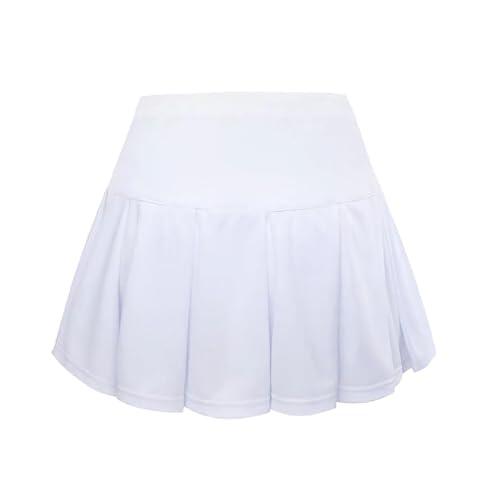 2026 Falda de Verano para Niñas Falda de Tenis Plisada Casual para Niños Falda de Patinete Línea A con Diseño, Cómoda Falda de Juego Escolar y Al Aire Libre Ligera Primavera Verano, Blanco, 9-10 años