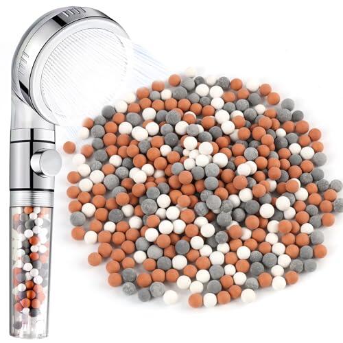 Pack de 6 Conjuntos de Iones Negativos de Bolas de Mineral Multicolor para Ducha, Dos Tamaños, Recambio de Perlas Filtrantes para Mejorar Agua Dura y Reducir Cloro y Sistemas de Filtración Doméstica