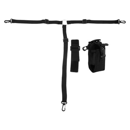 Kichvoe Bolsa de Radio de Nailon Negro con Ajuste Ajustable y Correa Trasera para Cazar y Ciclismo, Soporte Seguro con Anillo Desmontable para Micrófono