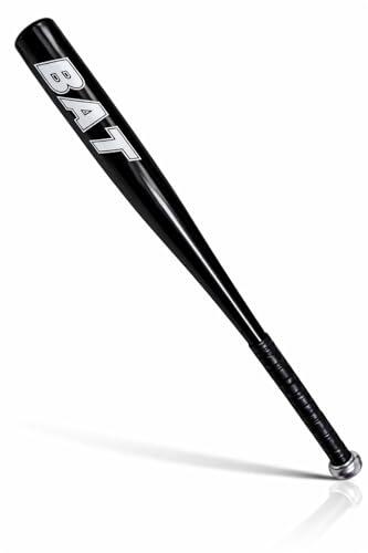 Bate de Béisbol de Aluminio 72cm, Súper Resistente, Potente y Seguro, Ideal para Juego al Aire Libre, Entrenamiento, Deporte y Uso Recreativo, Diseño Ergonómico para Adultos y Jóvenes (Negro)