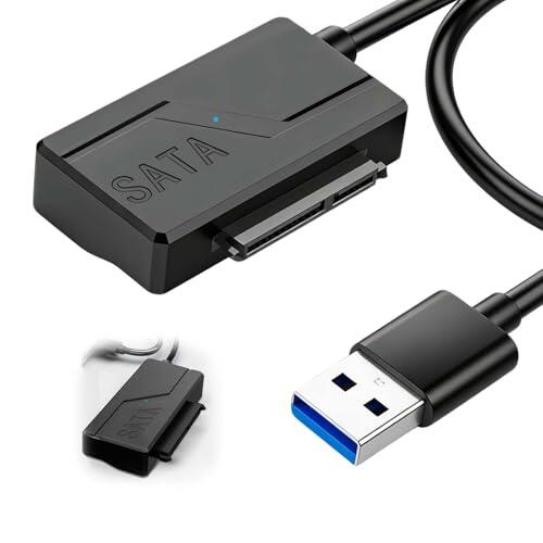 Dewlawn Adaptador SATA a USB 3.0 Cable SATA a USB para 2,5" y 3,5" Disco Duro SDD HDD 5Gbps Cable Adaptador Discos Duros Externos Internos Compatible con Windows Mac y Linux