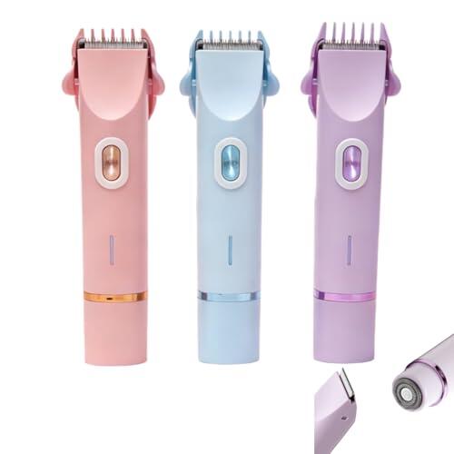 depiladora - Afeitadora eléctrica de doble cabezal 2 en 1, afeitadora en seco y húmedo, eliminación segura de vello corporal, facial, mentón, pubis, axilas y piernas. (A)