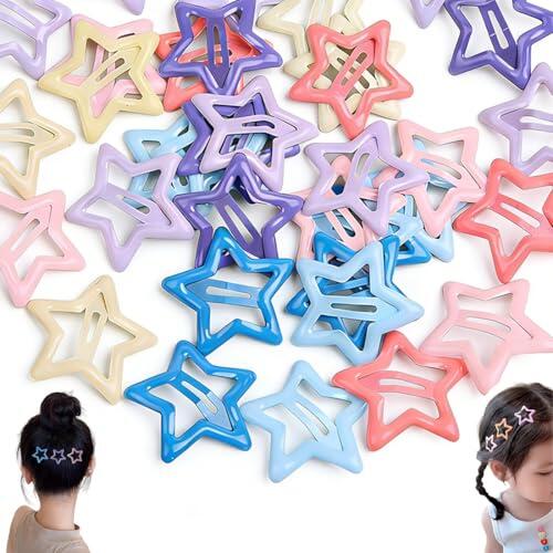 GHPKOTW 20 Horquillas de Estrella, Multicolor de 3CM, Clip de Pelo Decorativo, Para Ninas, Mujeres, Bebes, Decoracion de Cabello