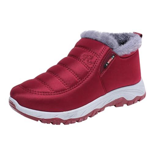 Generisch Zapatos Mujer Zapatos de Algodón Invierno Forro Polar Grueso Botas De Algodón En Botas Para Parejas Medianas Y Mayores Zapatos De Mujer Zapatillas Altas, rojo, 40 EU