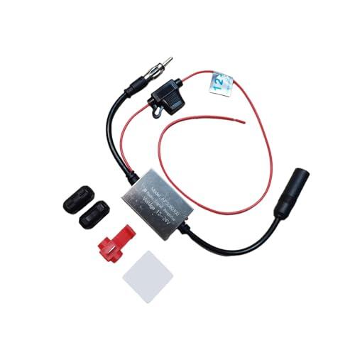 YIXANNX Antena de Radio FM de recepción y amplificación para vehículos y embarcaciones. Voltaje de Entrada: 12-24 V. Amplificador de señal con Carcasa