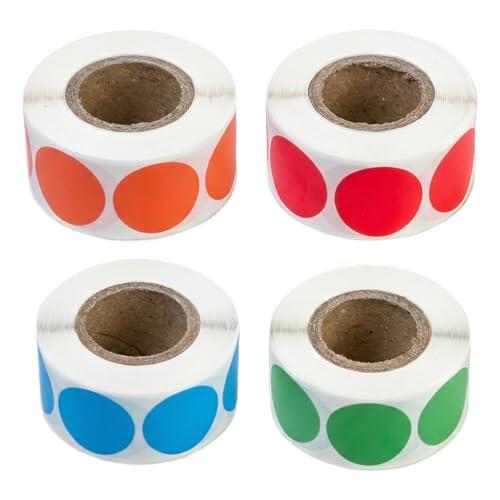 2000 Piezas Pegatinas Redondas de 22mm, 4 Rollos Gomets Adhesivos Circulares, Pegatinas de Colores para Calendario, Pegatinas Redondas de Colores Impermeables para Oficina Escuela Hogar