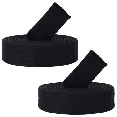 CREATCABIN 2 cinturón de Karate Negro de Poliéster para Artes Marciales Cinturón de Judo Jiu-Jitsu Brasileño TKD Aikido Uniforme Cinturón de Rango Largo Suave Ajuste Universal Cinturones de 280cm
