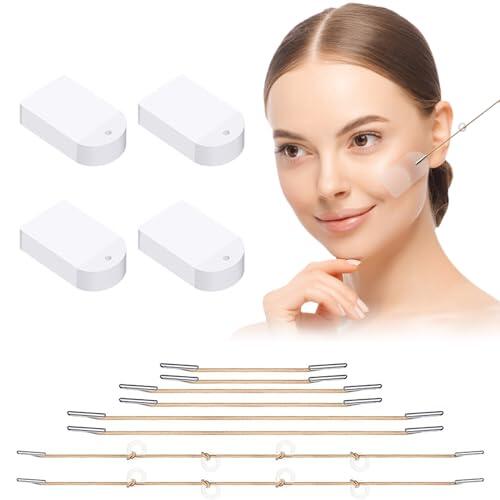 GWEOR 80 Piezas Parches Lifting Facial Invisibles, Cinta Lifting Facial Instantáneo para V-Line, Parches para Papada y Arrugas, Adhesivo Facial Transpirable e Impermeable con Alta Elasticidad