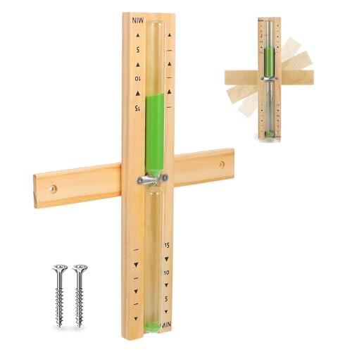 Reloj de arena para sauna, 15 minutos, de madera verde, reloj de arena para sauna, reloj de sauna, reloj de arena, de alta precisión, con cristal de seguridad, temporizador de 15 minutos, para cocina