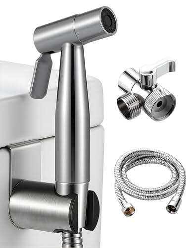 Bidet - Juego de ducha de mano de acero inoxidable, accesorio para bidé con dispensador de grifo, inodoro con ganchos, manguera