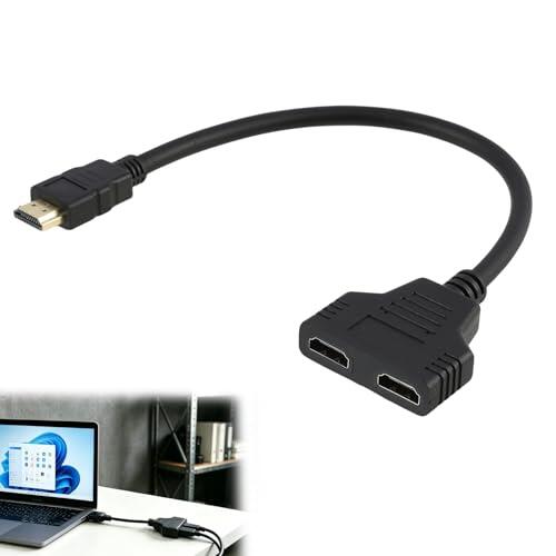 Adaptador HDMI Splitter,1 Entrada a 2 Salidas, Alta Definición 1080p Macho a Doble Hembra Divisor de Pantalla para HDTV, Monitores LED LCD, Proyectores, Soporte Simultáneo para Dos Pantallas Idénticas