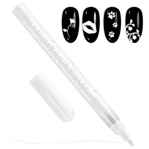 URYVAIW Lápiz Blanco para Uñas de Manicura Francesa y Nail Art, Rotulador Acrílico de Precisión Color Blanco Crema (#09) para Puntas de Uñas y Pedicura, Ideal para Diseño de Uñas Creativo, 1 Ud.