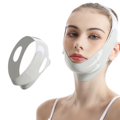 Mascarilla V-Line Mentón,Versión Mejorada Ice-Cool,Reductor de Papada Reutilizable para Dormir,Banda Lifting Facial en V para Definir Mandíbula y Reafirmar Rostro,Verde
