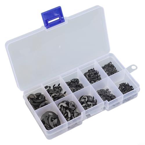 Vasiumic Juego de 580 anillos de retención de eje de acero al carbono negro de 1,5 a 10 mm en 10 tamaños con caja de almacenamiento