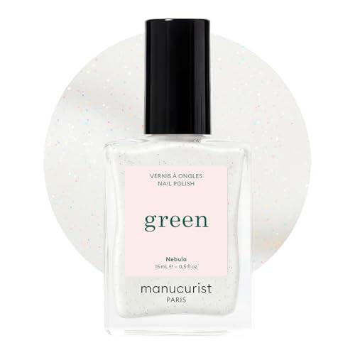Manucurist - Green Smalto Unghie Nebula - Bianco Olografico - Smalti per Unghie classico 9-Free - Vegano e di Origine Biologica (80%) - Manicure Professionale - 15ml - Nail Polish