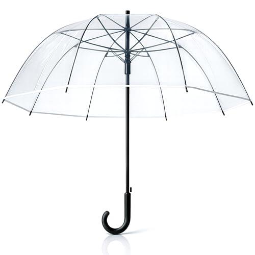 unycos - Paraguas Transparente de Campana Resistente al Viento, Automático, Impermeable y Ligero para Hombre, Mujer y Niños, 130 cm, 8 Varillas, Ideal para Uso Diario, Viajes, Eventos (Extra Large)