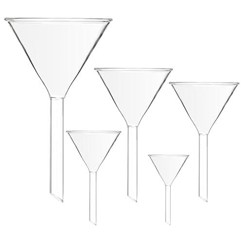 Veemoon Embudo de Vidrio Triangular Pack de 5 Unidades para Laboratorio Alta Resistencia Térmica y Gran Visibilidad y Filtrado para Química Analítica