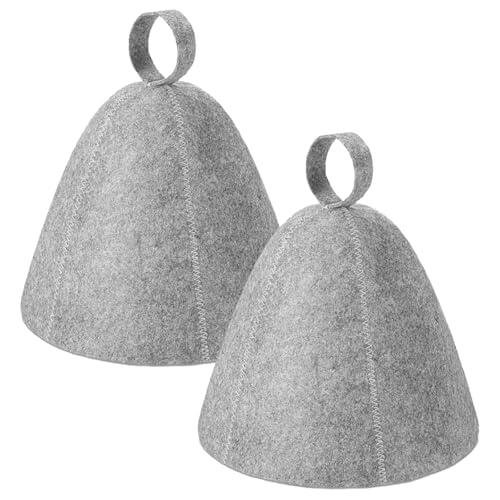 Set de 2 Gorros de Sauna de Fieltro Gris, Sombrero Unisex para Baño de Vapor y Spa, Protección Cabeza contra Calor, Accesorio Clásico para Hombres y Mujeres