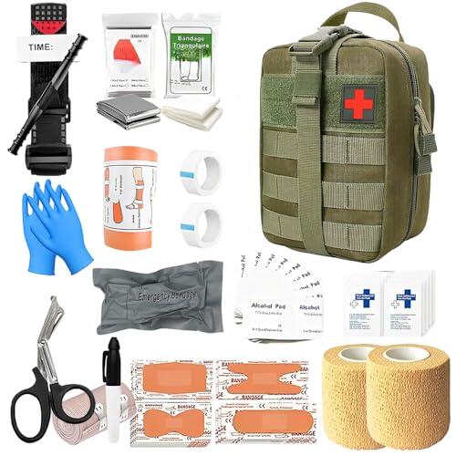 Tactical EMT Medical,Botiquín Primeros Auxilios Completo,Médica Bolsa,Botiquín de Primeros Auxilios,Táctica Compacta Botiquín,Bolsa de Emergencia para Coche Camping Mochil (Verde)