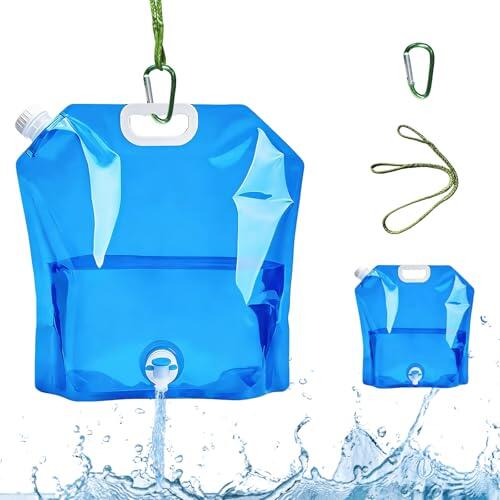 2 Bidon Agua Plegable Deposito Agua Campe,Garrafa con Grifo 10 L/5 L Cubo Plegable Camping,Bolsa Agua con Mosquetón Y Cuerda para Colgar,Bolsa Agua Plegables para Accesorios De Camping Y Festivales
