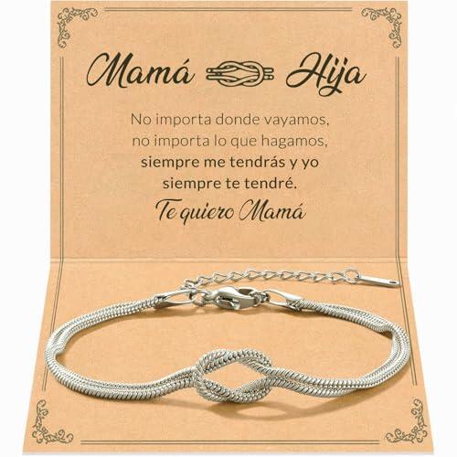 SOFIA FERRER Pulsera Mamá de Acero Inoxidable con Tarjeta Dedicatoria para Dia de la Madre, Caja Lista para Entregar, Ideas de Regalos Para Madres, Elegante, Emotivo (Hija, 2)